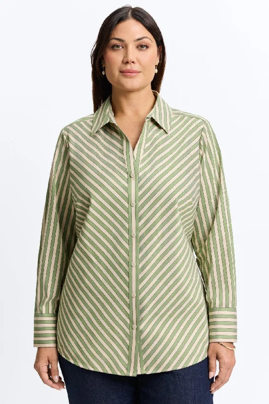 Organic Cotton ShirtsMary Plus Essential Stretch Striped No Iron Shirt