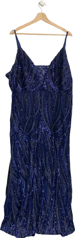 Goddiva Navy Blue Sequin Dress UK 28