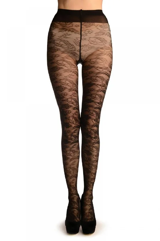 TightbootBlack Woven Flowers On Micro Mesh